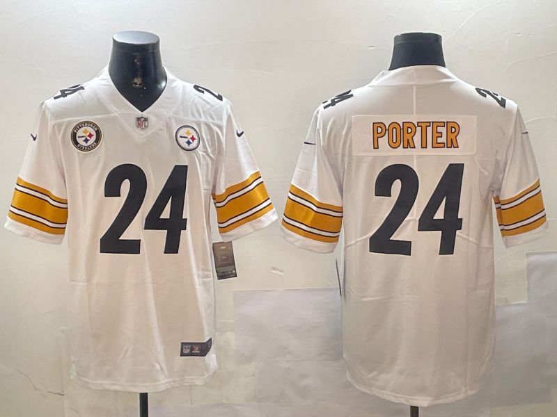 Men Pittsburgh Steelers #24 Porter White Second generation 2024 Nike Limited NFL Jersey style 01041